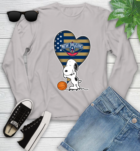 New Orleans Pelicans NBA Basketball The Peanuts Movie Adorable Snoopy Youth Long Sleeve 12