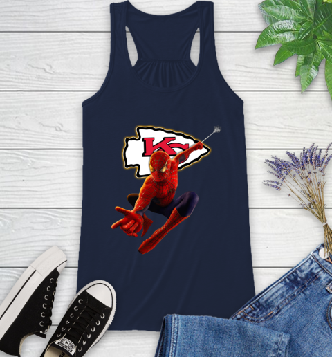 NFL Spider Man Avengers Endgame Football Kansas City Chiefs Racerback Tank 12