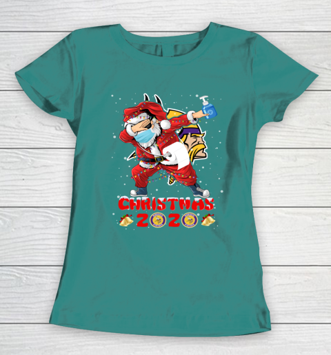 Minnesota Vikings Funny Santa Claus Dabbing Christmas 2020 NFL Women's T-Shirt 10