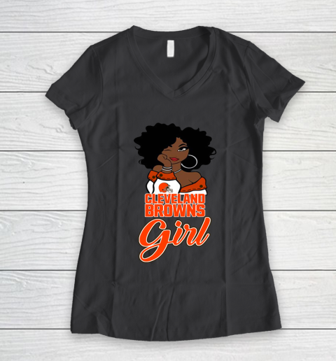 Cleveland Browns Girl NFL Women's V-Neck T-Shirt 8