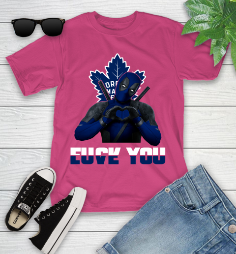 NHL Toronto Maple Leafs Deadpool Love You Fuck You Hockey Sports Youth T-Shirt 11