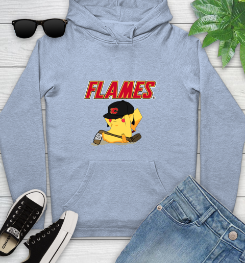 NHL Pikachu Hockey Sports Calgary Flames Youth Hoodie 10