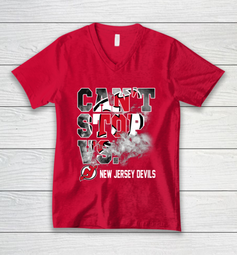 NHL New Jersey Devils Hockey Can't Stop Vs V-Neck T-Shirt 6