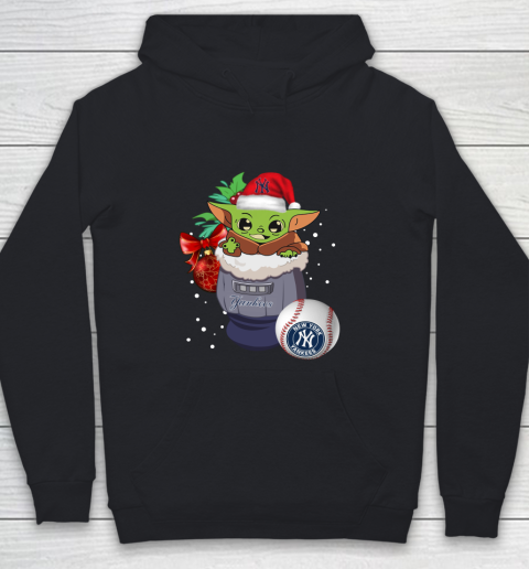 New York Yankees Christmas Baby Yoda Star Wars Funny Happy MLB Youth Hoodie