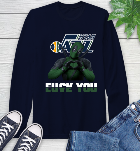 NBA Utah Jazz Deadpool Love You Fuck You Basketball Sports Long Sleeve T-Shirt 3