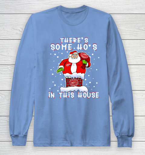 Detroit Red Wings Christmas There Is Some Hos In This House Santa Stuck In The Chimney NHL Long Sleeve T-Shirt 8