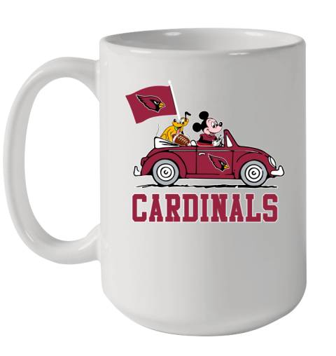 NFL Football Arizona Cardinals Pluto Mickey Driving Disney Shirt Ceramic Mug 15oz