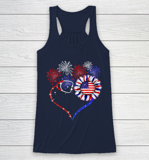 Patriotic Nurse 4th Of July American Flag Independence Day Racerback Tank 8