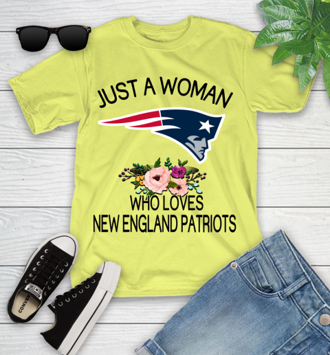 NFL Just A Woman Who Loves New England Patriots Football Sports Youth T-Shirt 5