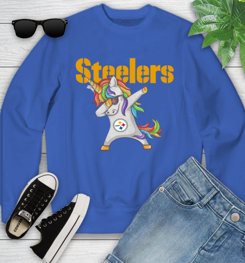 Pittsburgh Steelers NFL Football Funny Unicorn Dabbing Sports Youth Sweatshirt 8