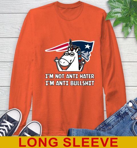 New England Patriots NFL Football Unicorn I'm Not Anti Hater I'm Anti Bullshit Long Sleeve T-Shirt 5