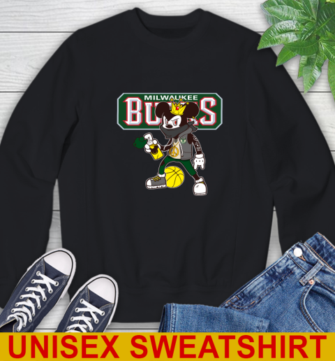 Milwaukee Bucks NBA Basketball Mickey Peace Sign Sports Sweatshirt 2