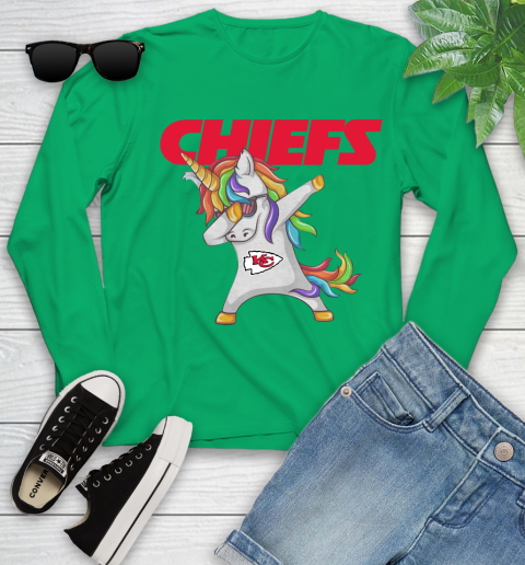 Kansas City Chiefs NFL Football Funny Unicorn Dabbing Sports Youth Long Sleeve 6