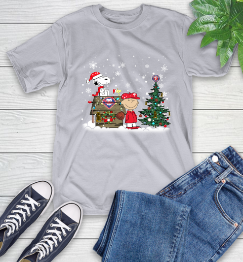 MLB Philadelphia Phillies Snoopy Charlie Brown Christmas Baseball Commissioner's Trophy T-Shirt 6
