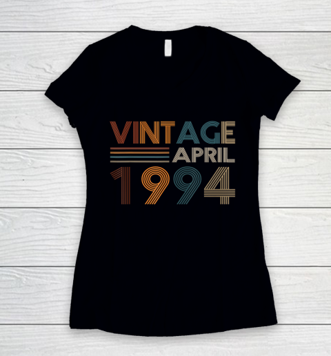 Father gift shirt Retro Vintage April 1994 26 Years Old 26th Birthday Gift T Shirt Women's V-Neck T-Shirt