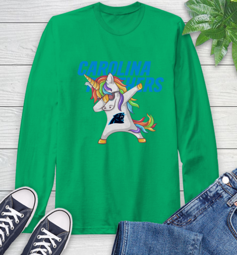 Carolina Panthers NFL Football Funny Unicorn Dabbing Sports Long Sleeve T-Shirt 7