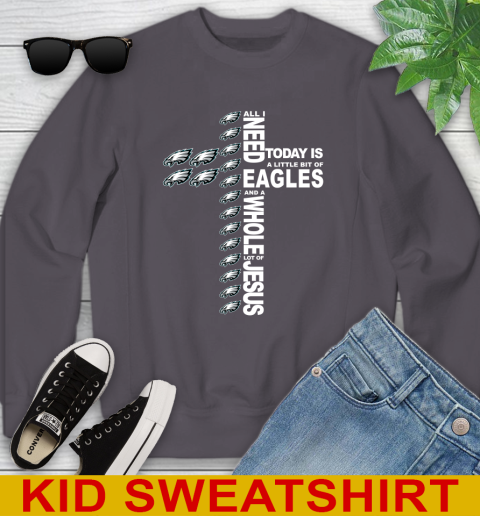 NFL All I Need Today Is A Little Bit Of Philadelphia Eagles Cross Shirt Youth Sweatshirt 6 NFL All I Need Today Is A Little Bit Of Philadelphia Eagles Cross Shirt Youth Sweatshirt - Image 6