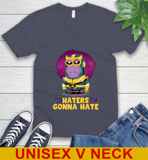 NFL Football New York Giants Haters Gonna Hate Thanos Minion Marvel Shirt V-Neck T-Shirt 8