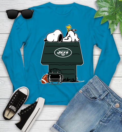 New York Jets NFL Football Snoopy Woodstock The Peanuts Movie Youth Long Sleeve 7