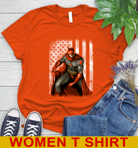 Cleveland Browns NFL Football Batman DC American Flag Shirt Women's T-Shirt 3