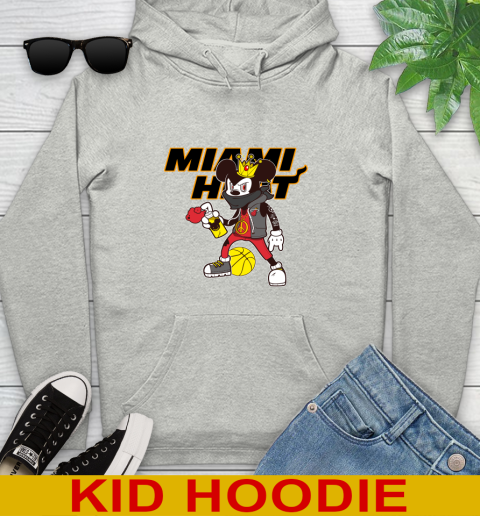 Miami Heat NBA Basketball Mickey Peace Sign Sports Youth Hoodie
