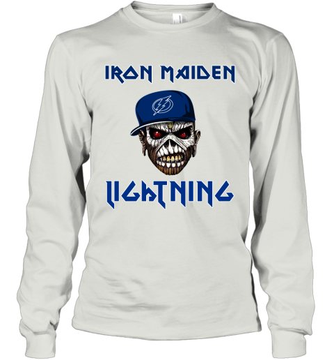 NHL Tampa Bay Lightning Iron Maiden Rock Band Music Hockey Sports 7AvmqkjDICp long sleeve tee 14 95 151514 front ash