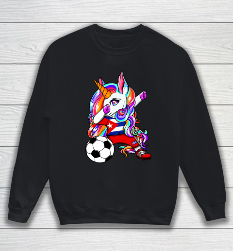Dabbing Unicorn Cuba Soccer Fans Jersey Cuban Football Lover Sweatshirt