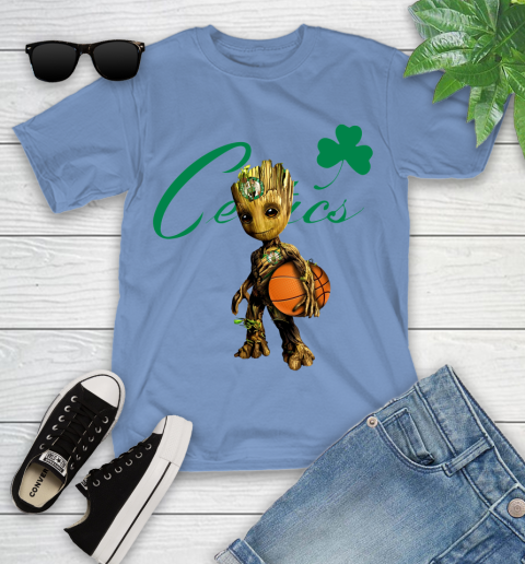 Boston Celtics NBA Basketball Groot Marvel Guardians Of The Galaxy Youth T-Shirt 11