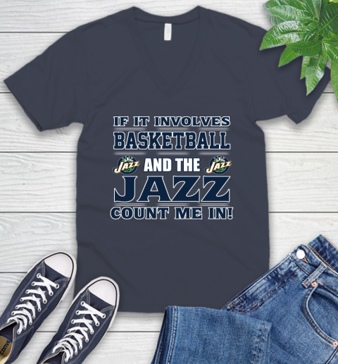 NBA If It Involves Basketball And Utah Jazz Count Me In Sports V-Neck T-Shirt 9