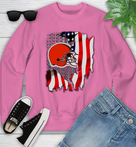 Cleveland Browns NFL Football American Flag Youth Sweatshirt 6
