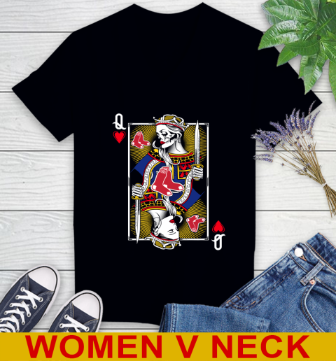 MLB Baseball Boston Red Sox The Queen Of Hearts Card Shirt Women's V-Neck T-Shirt