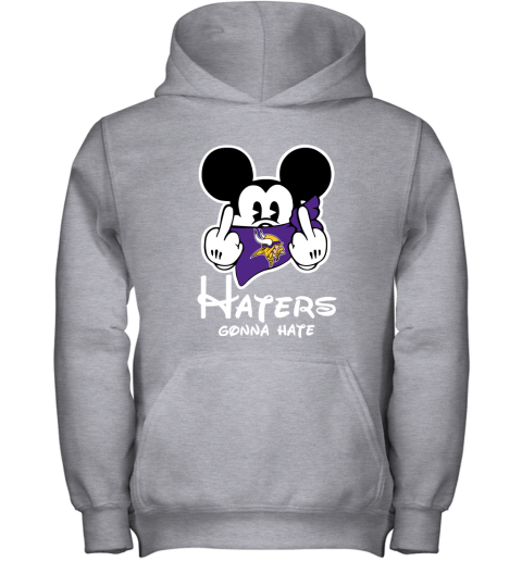 NFL Minnesota Vikings Haters Gonna Hate Mickey Mouse Disney Football T Shirt IoWrZLMAV98 youth hoodie 43 95 151514 front sport grey