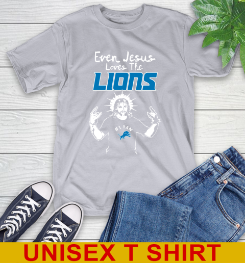 Detroit Lions NFL Football Even Jesus Loves The Lions Shirt T-Shirt 5