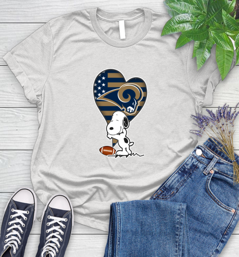 Los Angeles Rams NFL Football The Peanuts Movie Adorable Snoopy Women's T-Shirt