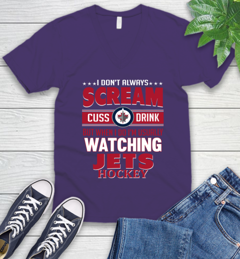 Winnipeg Jets NHL Hockey I Scream Cuss Drink When I'm Watching My Team V-Neck T-Shirt 9