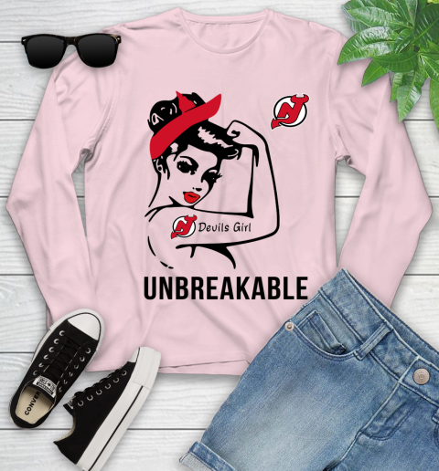 NHL New Jersey Devils Girl Unbreakable Hockey Sports Youth Long Sleeve 7
