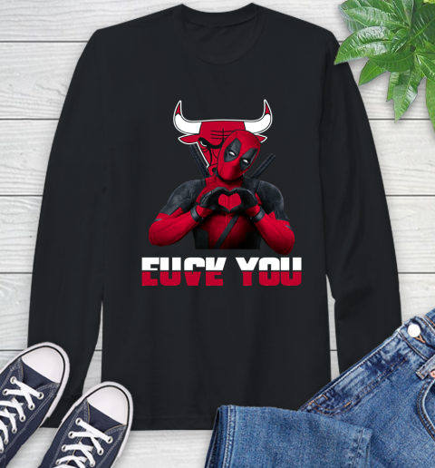NBA Chicago Bulls Deadpool Love You Fuck You Basketball Sports Long Sleeve T-Shirt