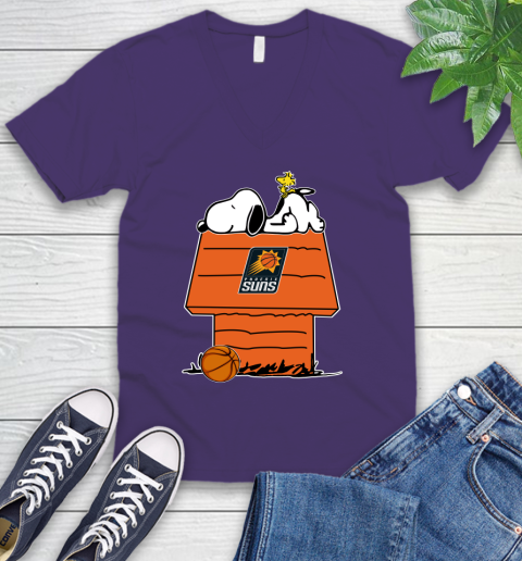 Phoenix Suns NBA Basketball Snoopy Woodstock The Peanuts Movie V-Neck T-Shirt 10