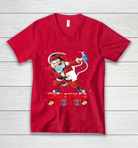 Houston Texans Funny Santa Claus Dabbing Christmas 2020 NFL V-Neck T-Shirt 6