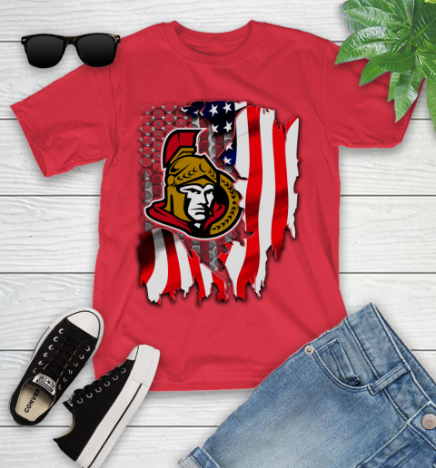 Ottawa Senators NHL Hockey American Flag Youth T-Shirt 13