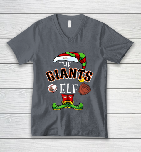 San Francisco Giants Christmas ELF Funny MLB V-Neck T-Shirt 4