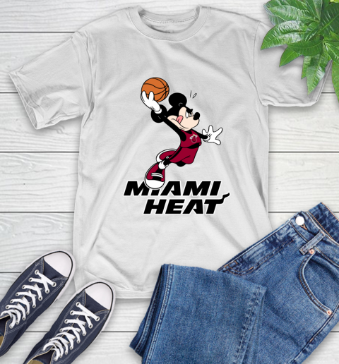 NBA Basketball Miami Heat Cheerful Mickey Mouse Shirt T-Shirt 3 NBA Basketball Miami Heat Cheerful Mickey Mouse Shirt T-Shirt - Image 3