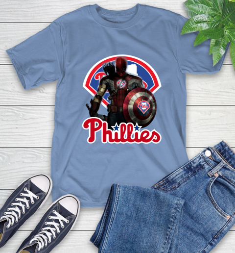 MLB Captain America Thor Spider Man Hawkeye Avengers Endgame Baseball Philadelphia Phillies T-Shirt 11