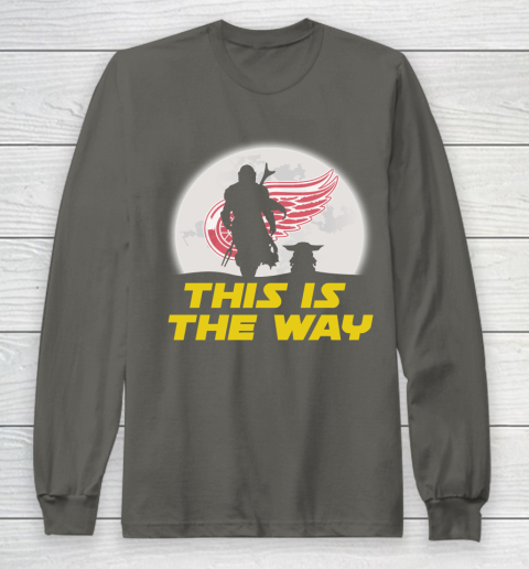 Detroit Red Wings NHL Ice Hockey Star Wars Yoda And Mandalorian This Is The Way Long Sleeve T-Shirt 5