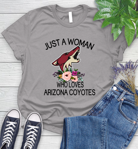NHL Just A Woman Who Loves Arizona Coyotes Hockey Sports Women's T-Shirt 3