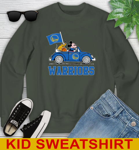 NBA Basketball Golden State Warriors Pluto Mickey Driving Disney Shirt Youth Sweatshirt 9