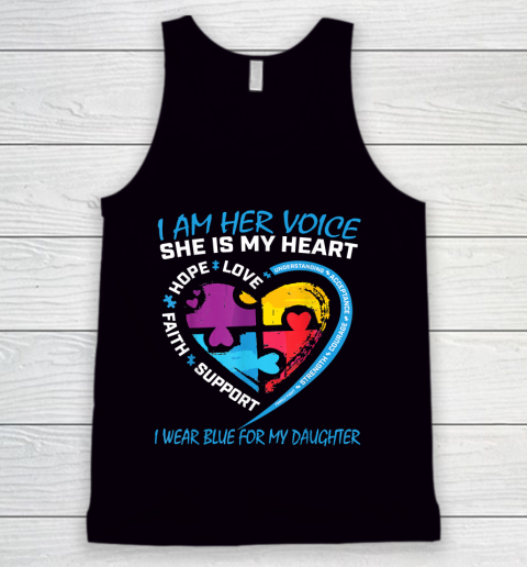Mom Dad Puzzle I Wear Blue For My Daughter Autism Awareness Tank Top