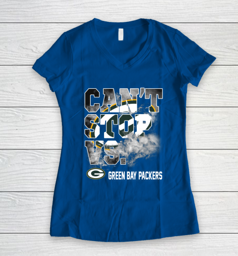 NFL Green Bay Packers Can't Stop Vs Women's V-Neck T-Shirt 7