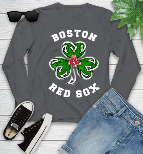 MLB Boston Red Sox Three Leaf Clover St Patrick's Day Baseball Sports Youth Long Sleeve 9