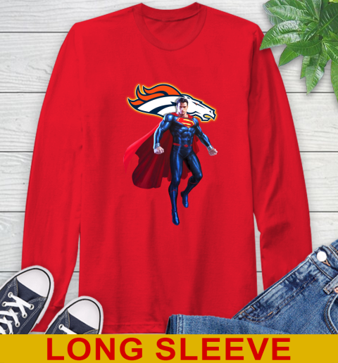 NFL Superman DC Sports Football Denver Broncos Long Sleeve T-Shirt 10